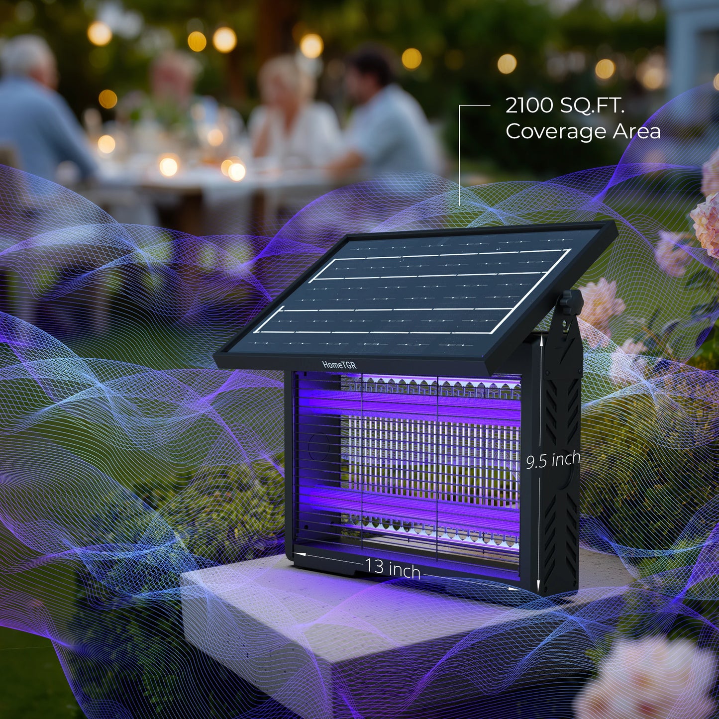 HomeTGR BZ2 Solar Bug Zapper Waterproof - Covers 3300 SQ.FT
